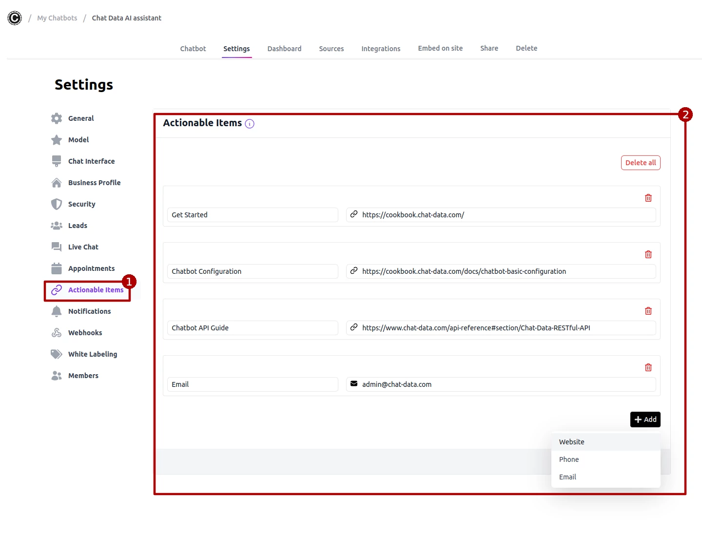 Set up Action Items