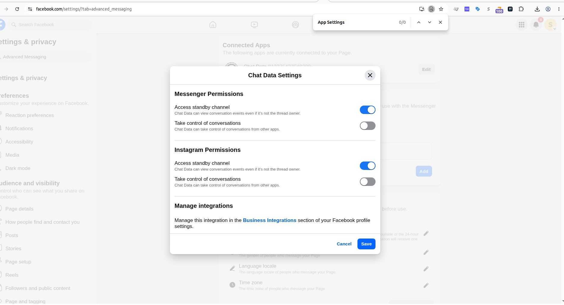 Chat Data permissions in Advanced Messaging