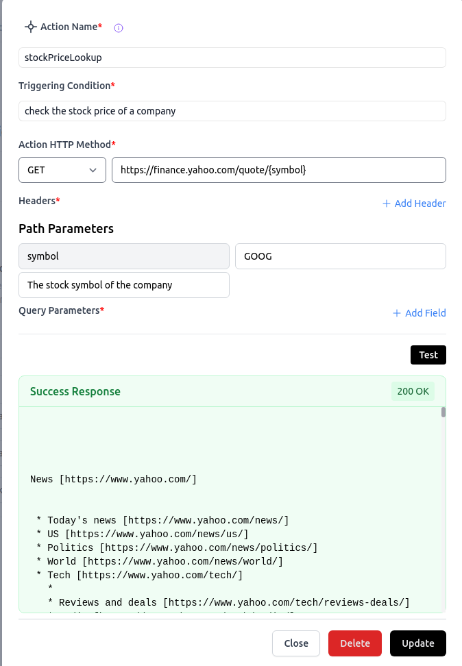 AI Actions API Setting