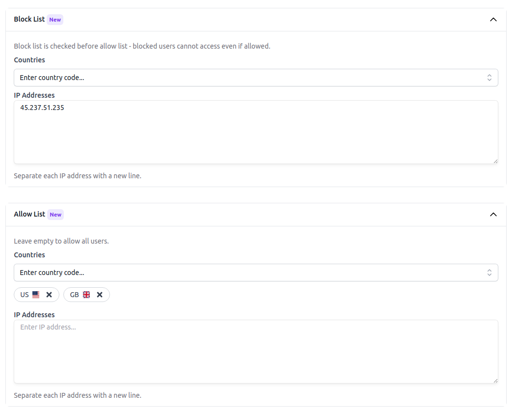 Blocklist and Allowlist Settings