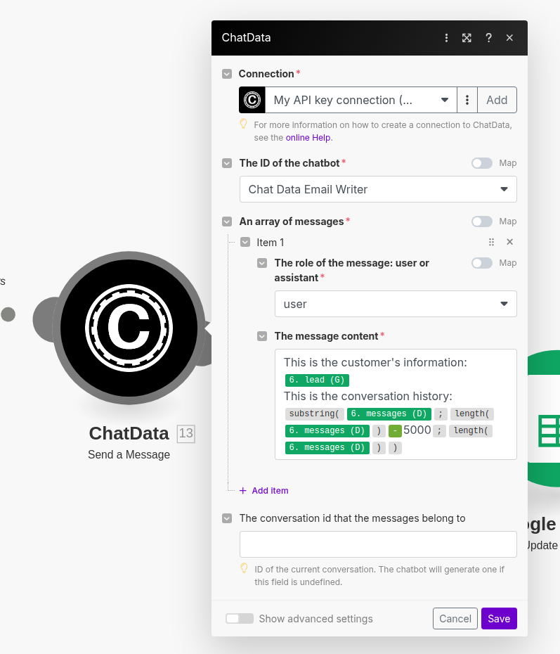 Chat Data Email Writing Module