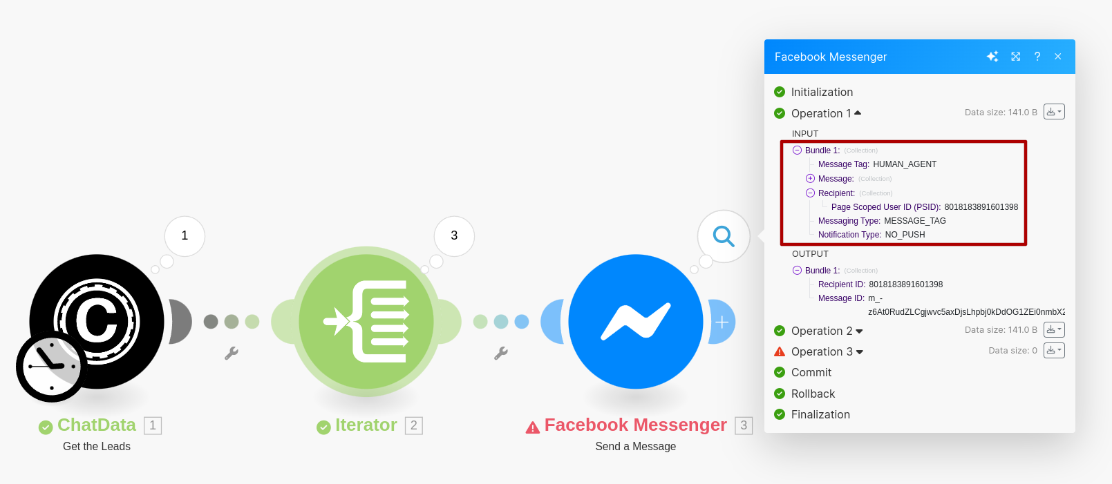 Check the operations of the third module