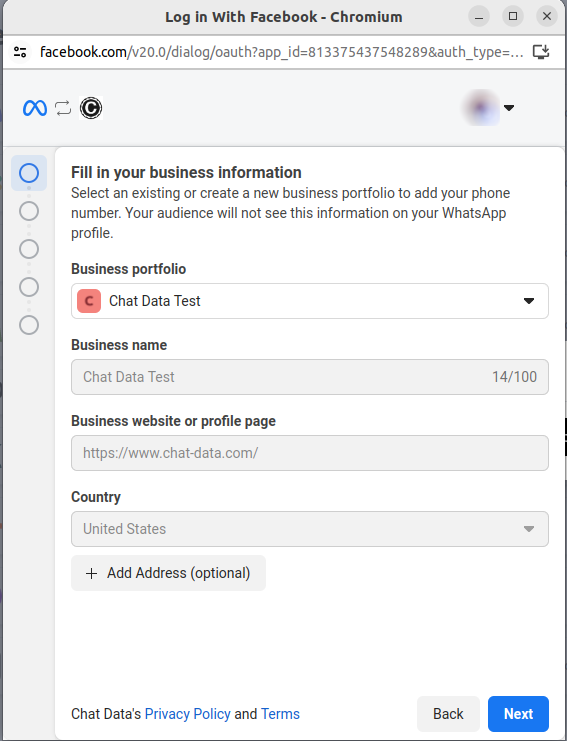 Choose or create a business profile