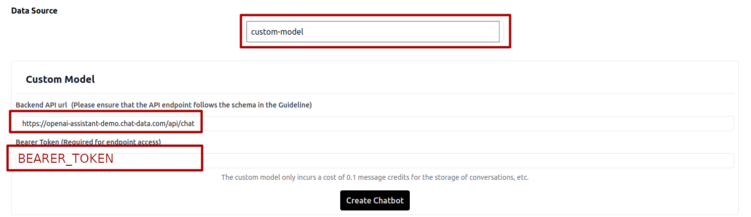Create Custom Model Chatbot
