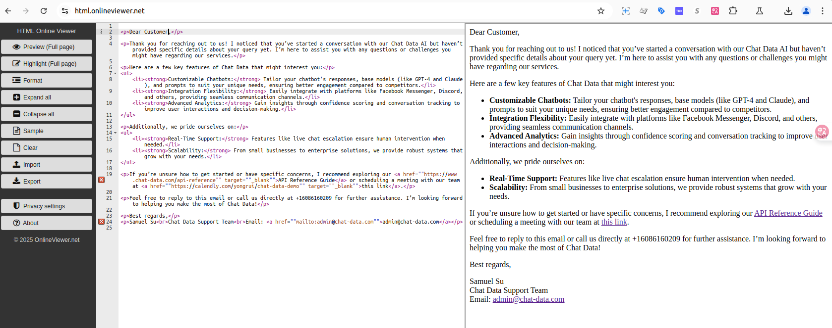 HTML email renderer
