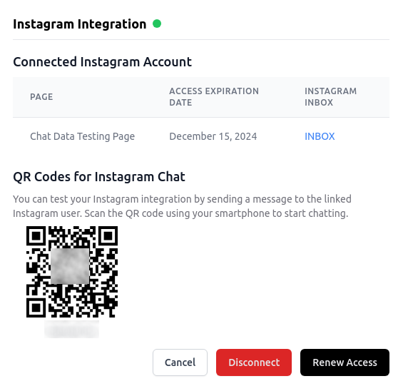 Instagram Integration Panel