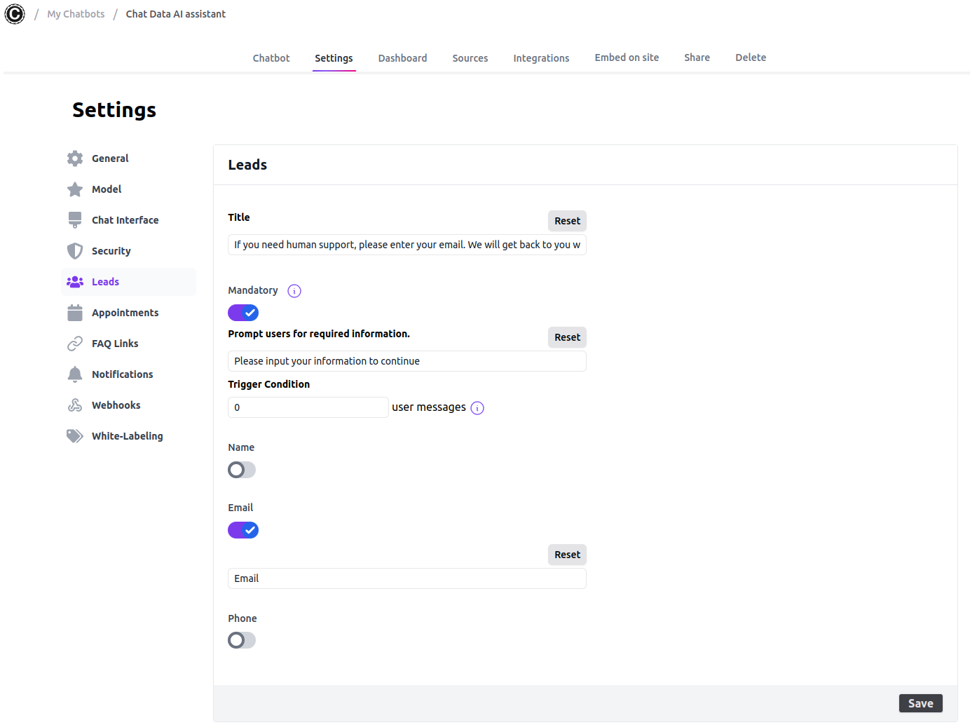 Leads Collection Form