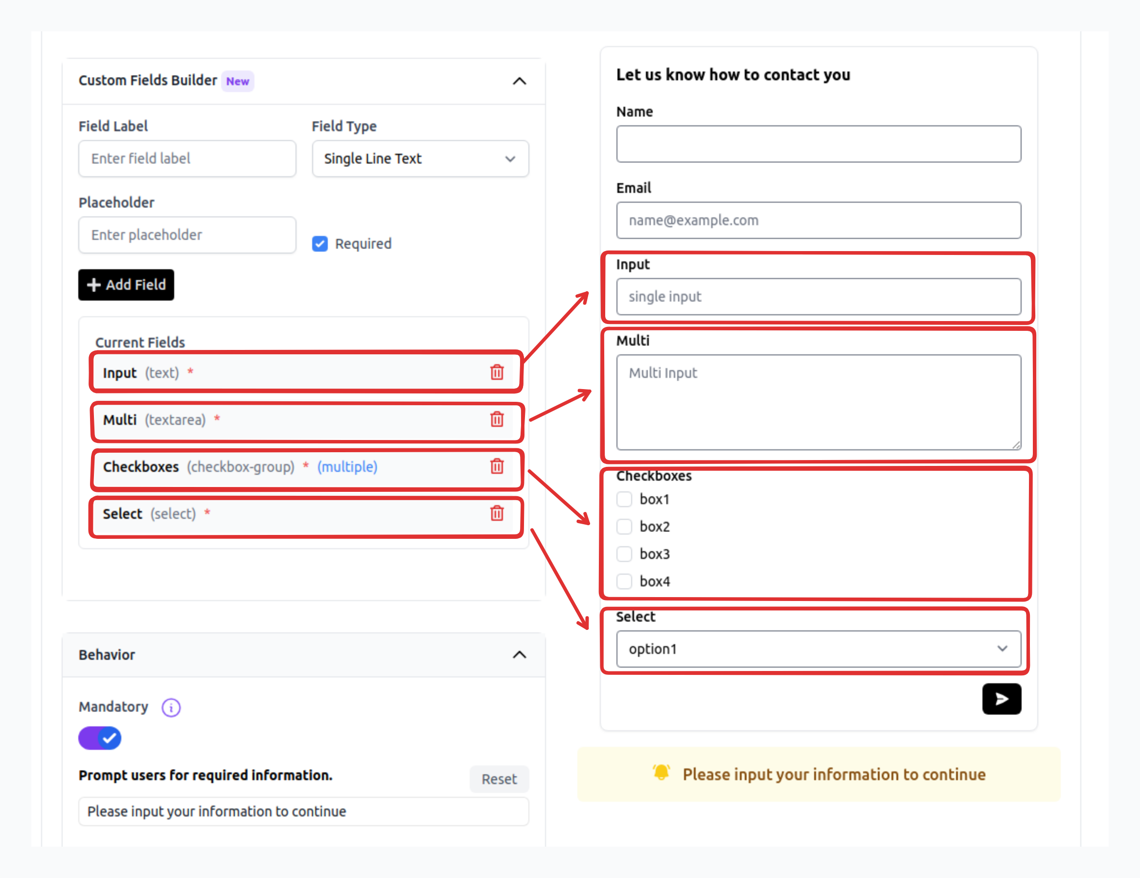 Leads Form Custom Fields Builder