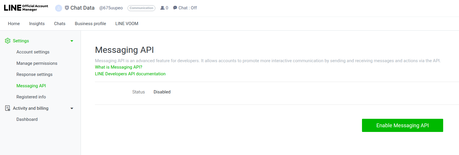 LINE Messaging API Tab