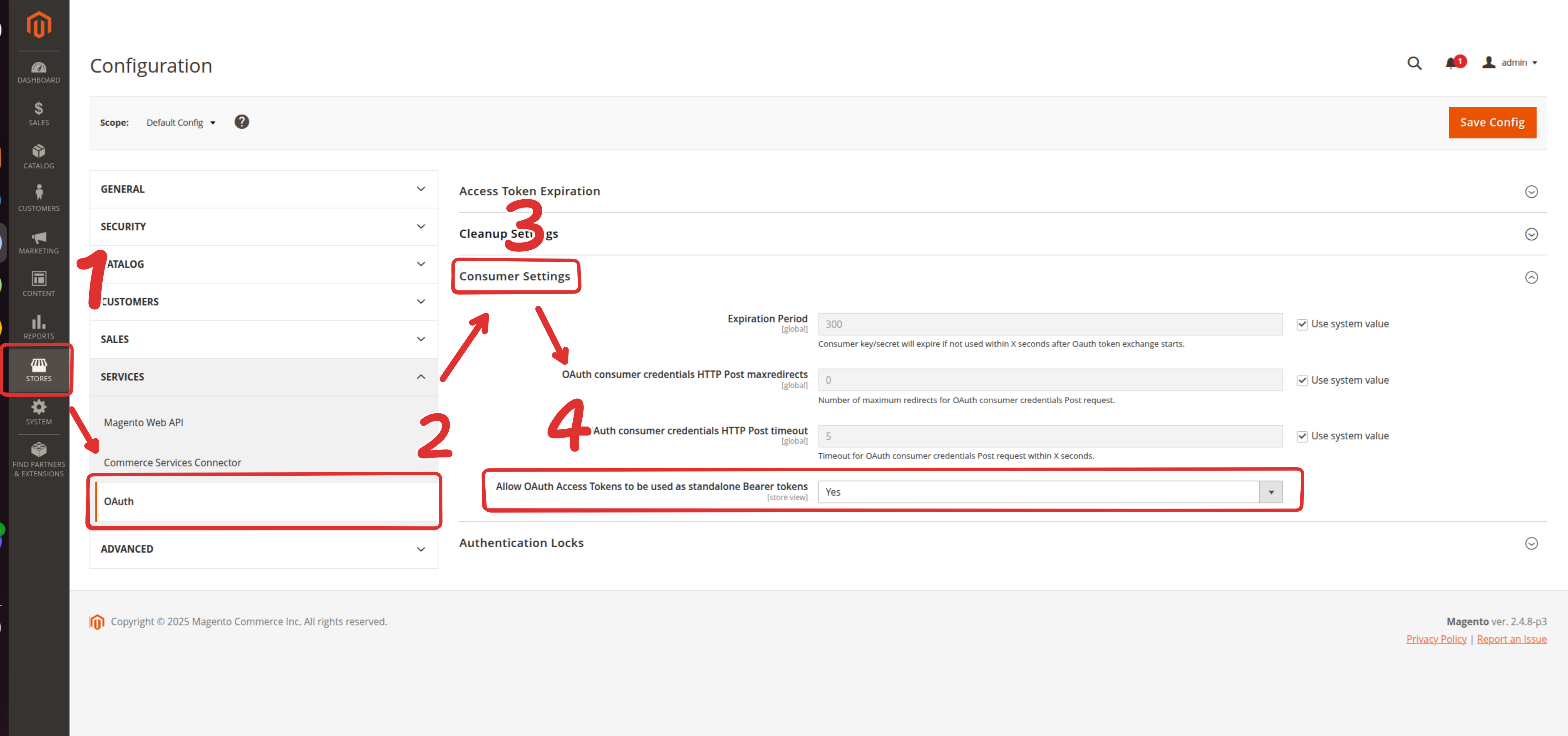 Enable Bearer Token in Magento