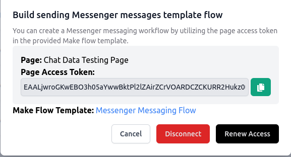 Messenger integration credentials