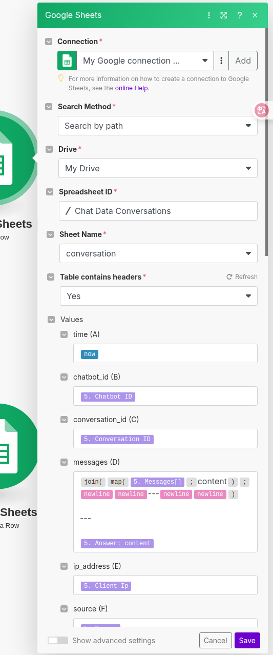Module to insert a new conversation