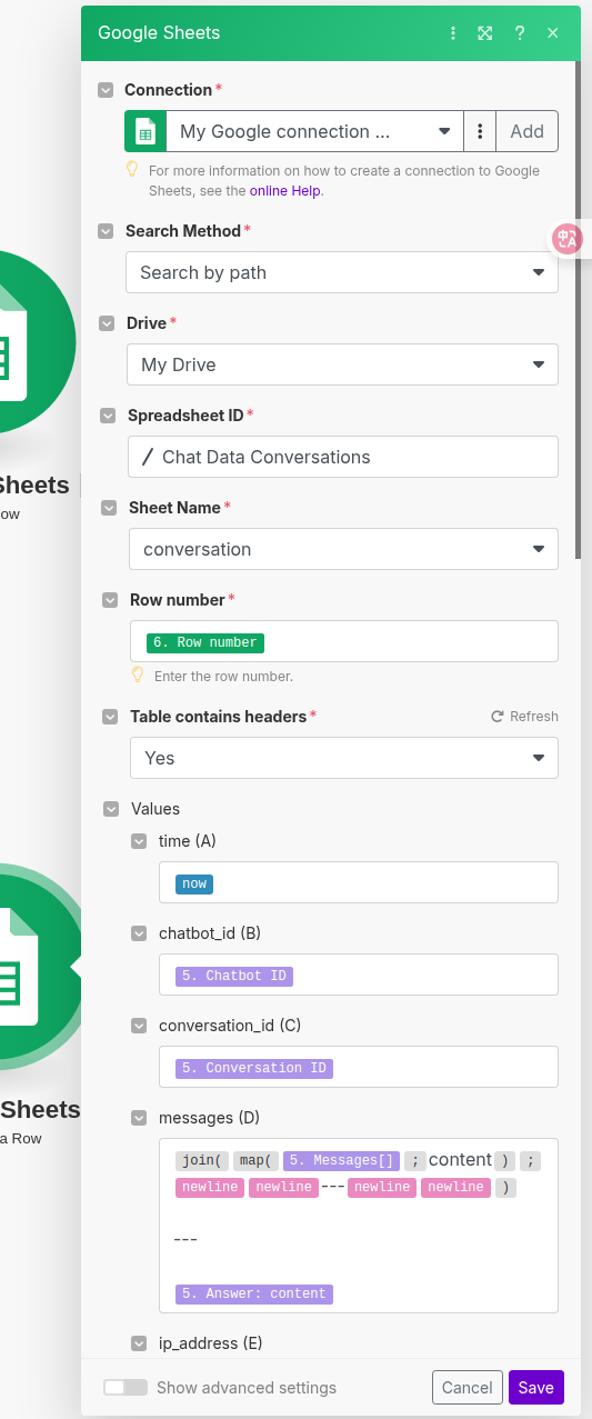 Module to update an existing conversation