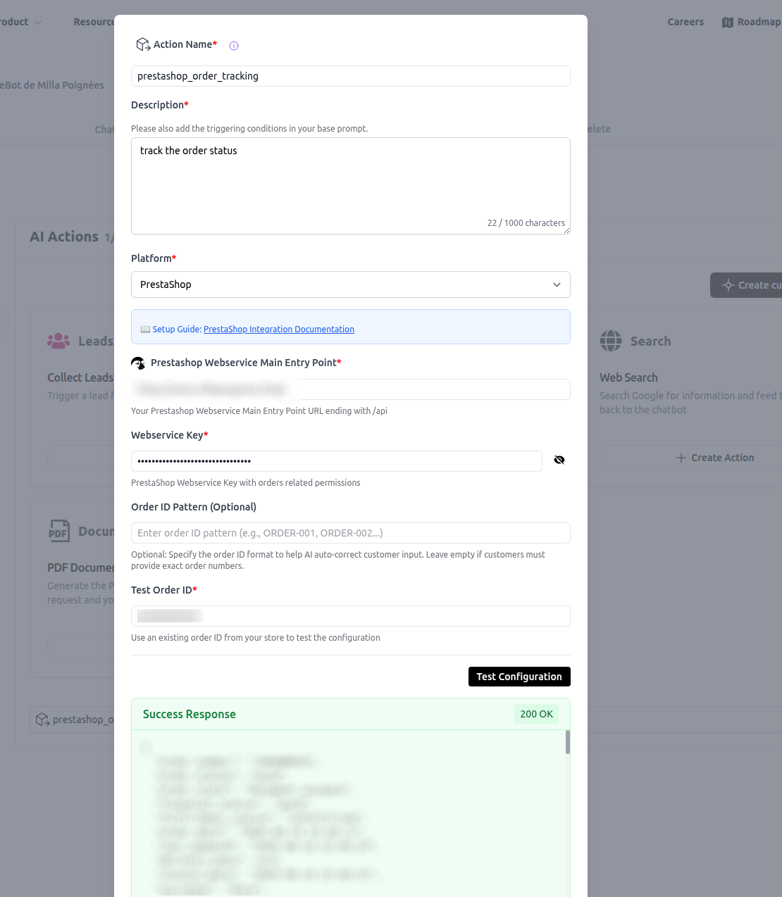 Prestashop Order Tracking Action