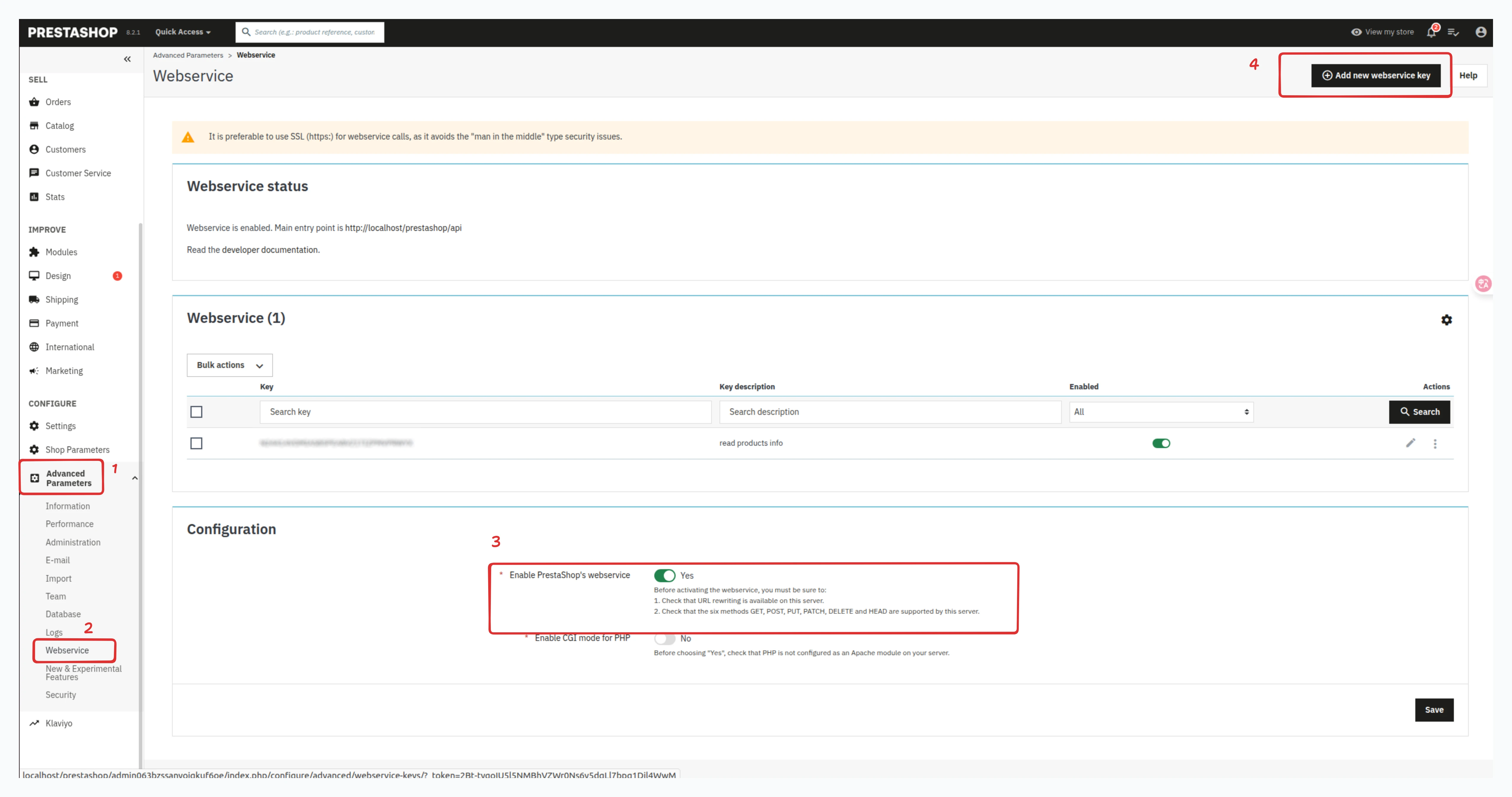 Prestashop Webservice Menu