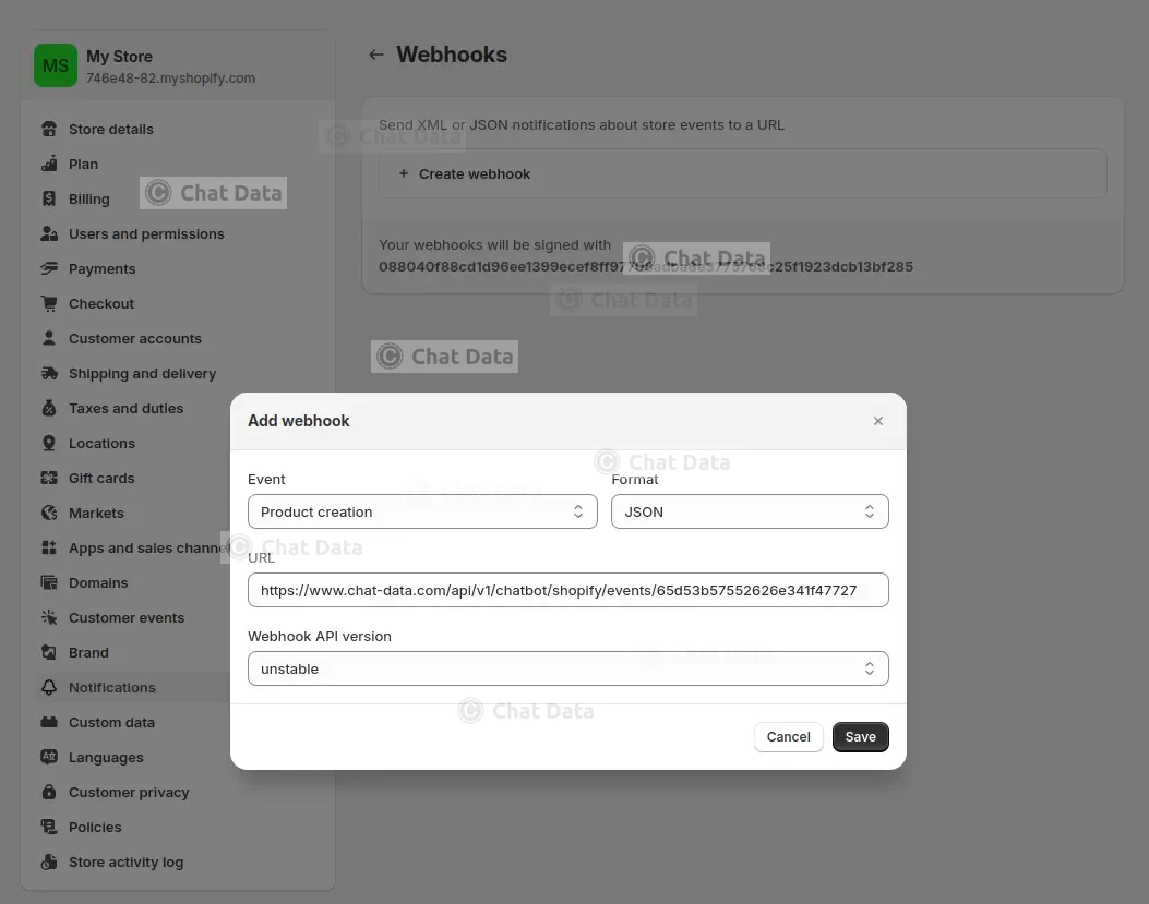 Shopify Webhooks Product Creation