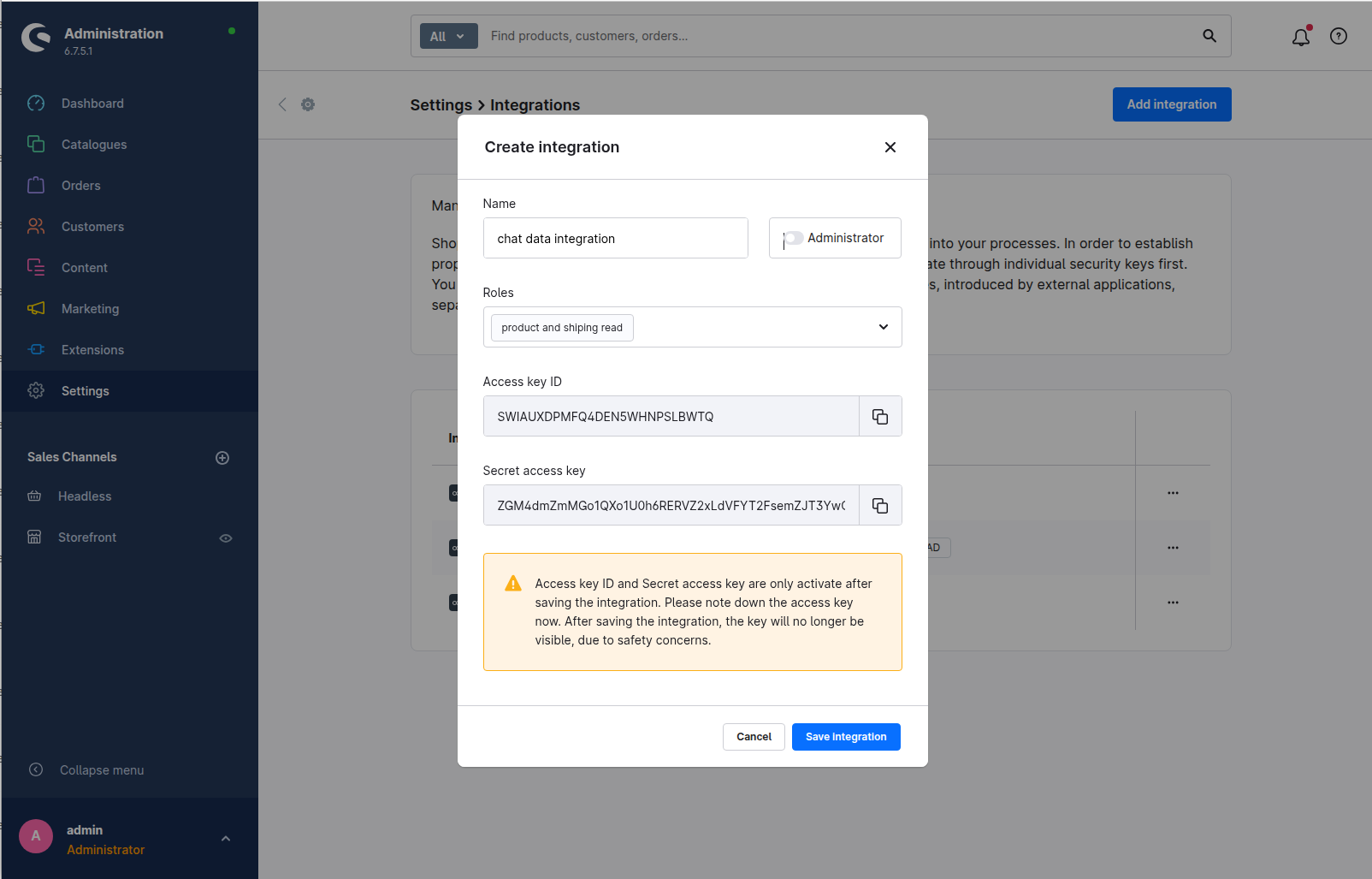 Create Shopware Integration