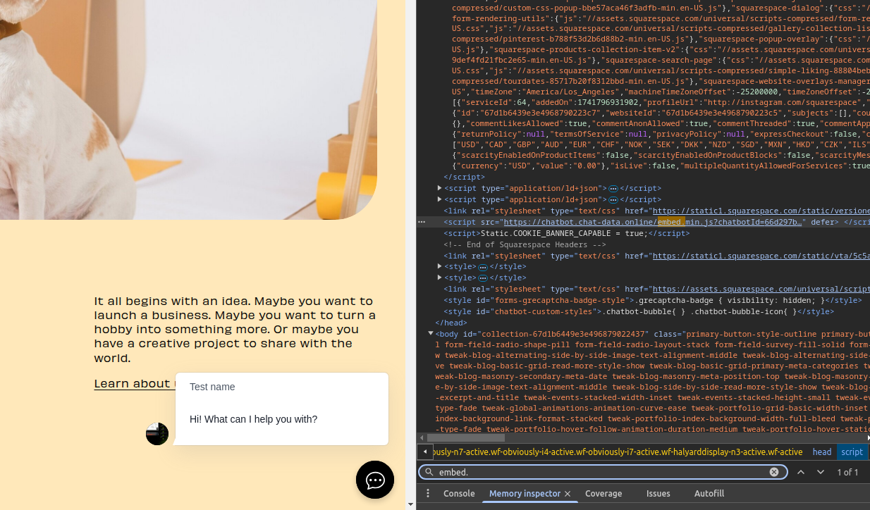 Squarespace Chatbot Demo