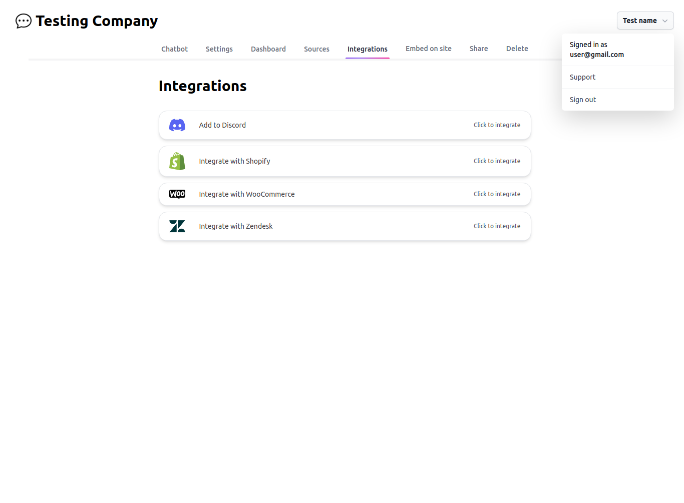 SSO Demo Integration Page