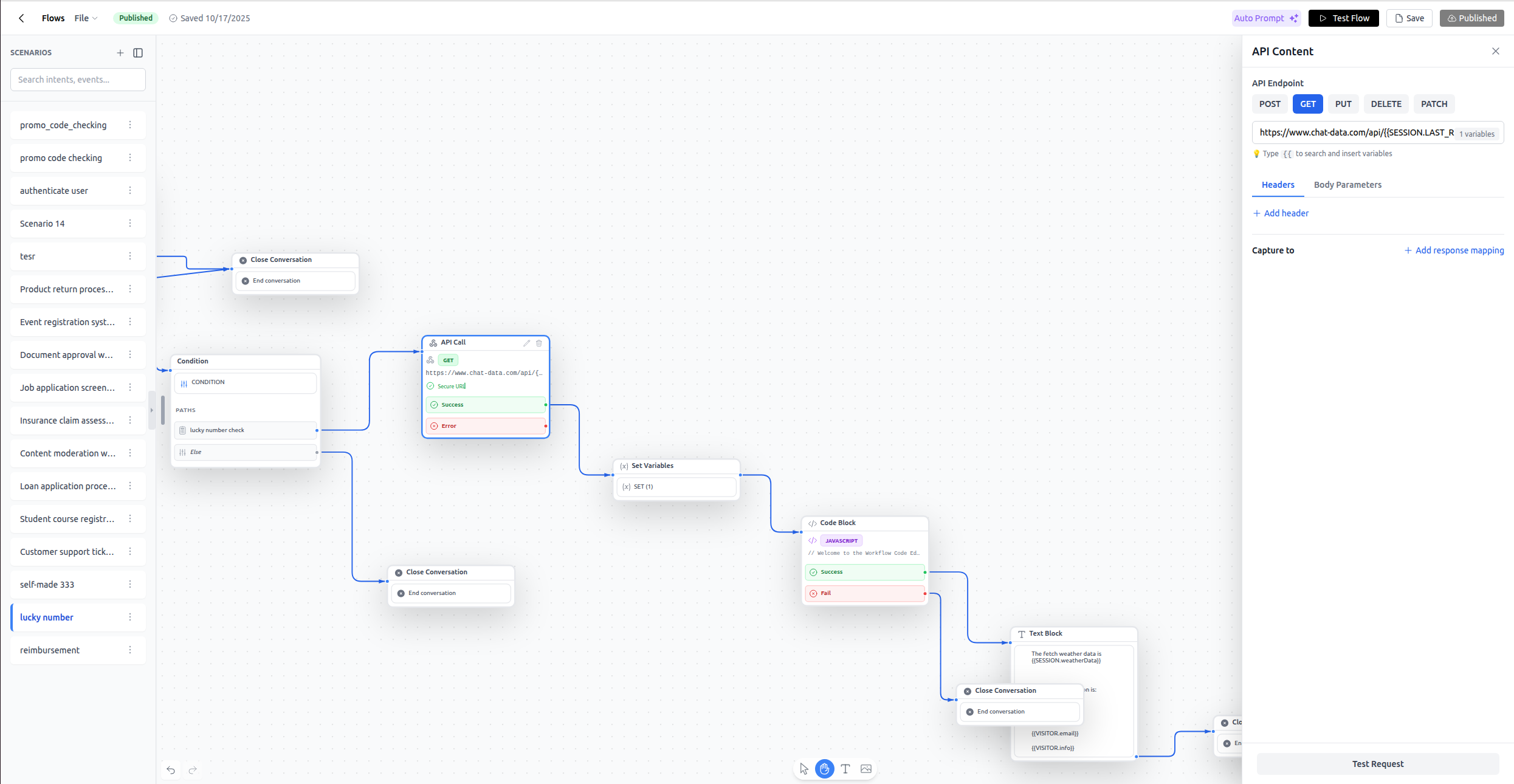 API Call Node Success and Error Paths