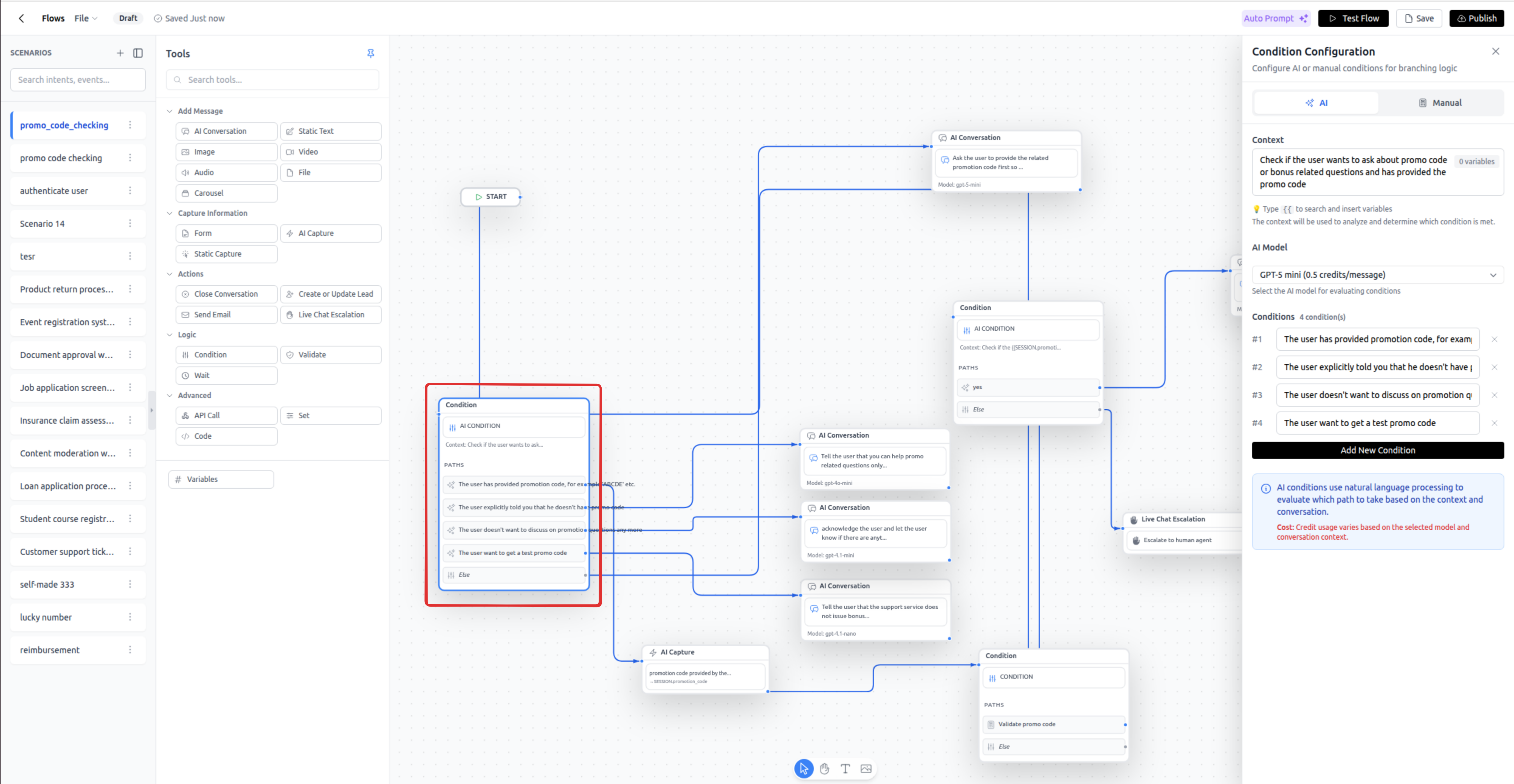 Condition Node with Multiple Branch Paths