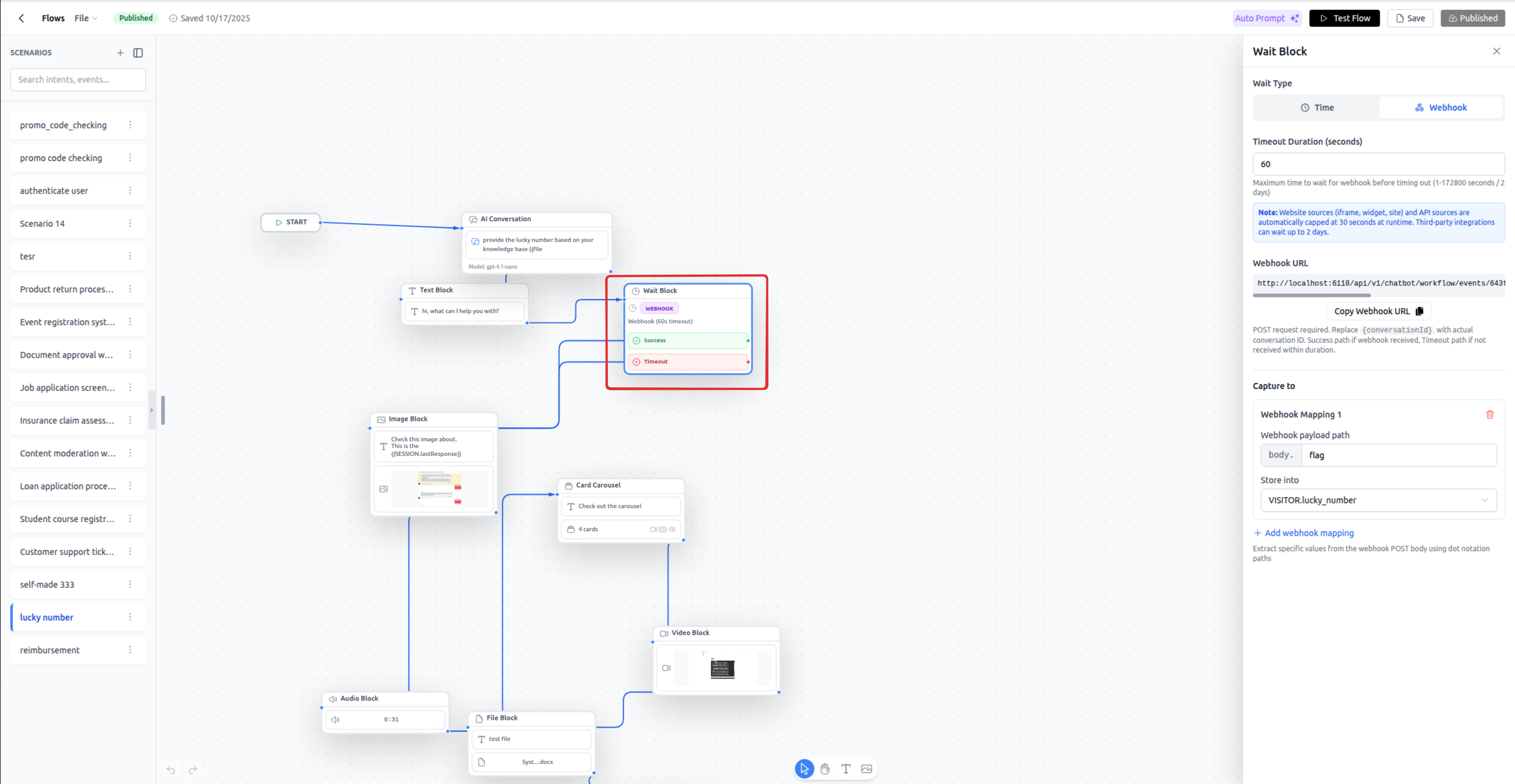 Wait Node Webhook Configuration